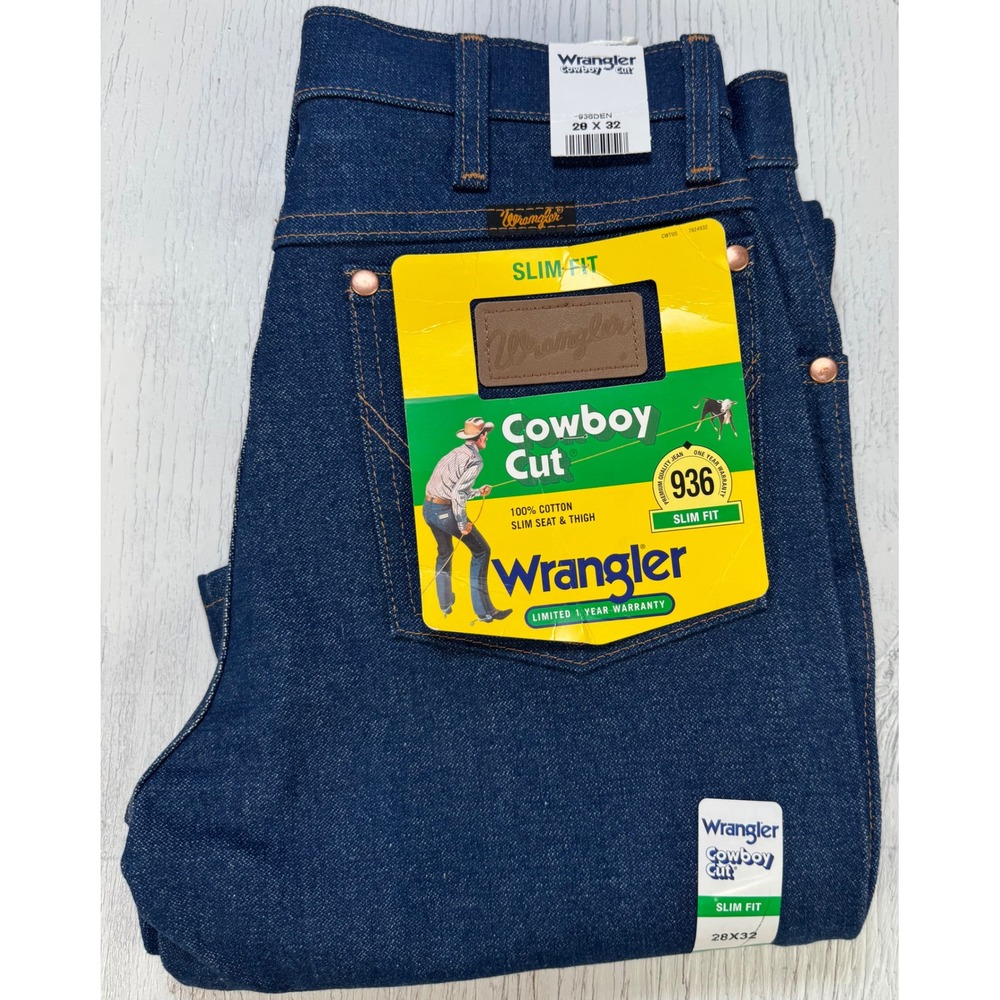 Wrangler Cowboy Cut 936 Slim Fit Jeans Men 28x32 Indigo Blue Denim 936DEN NWT